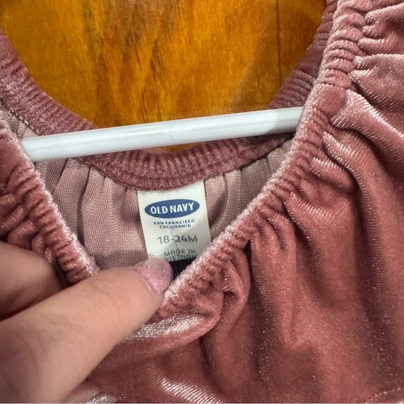 Old Navy Pink Velvet Dress with Ruffles - Picture 2 of 2